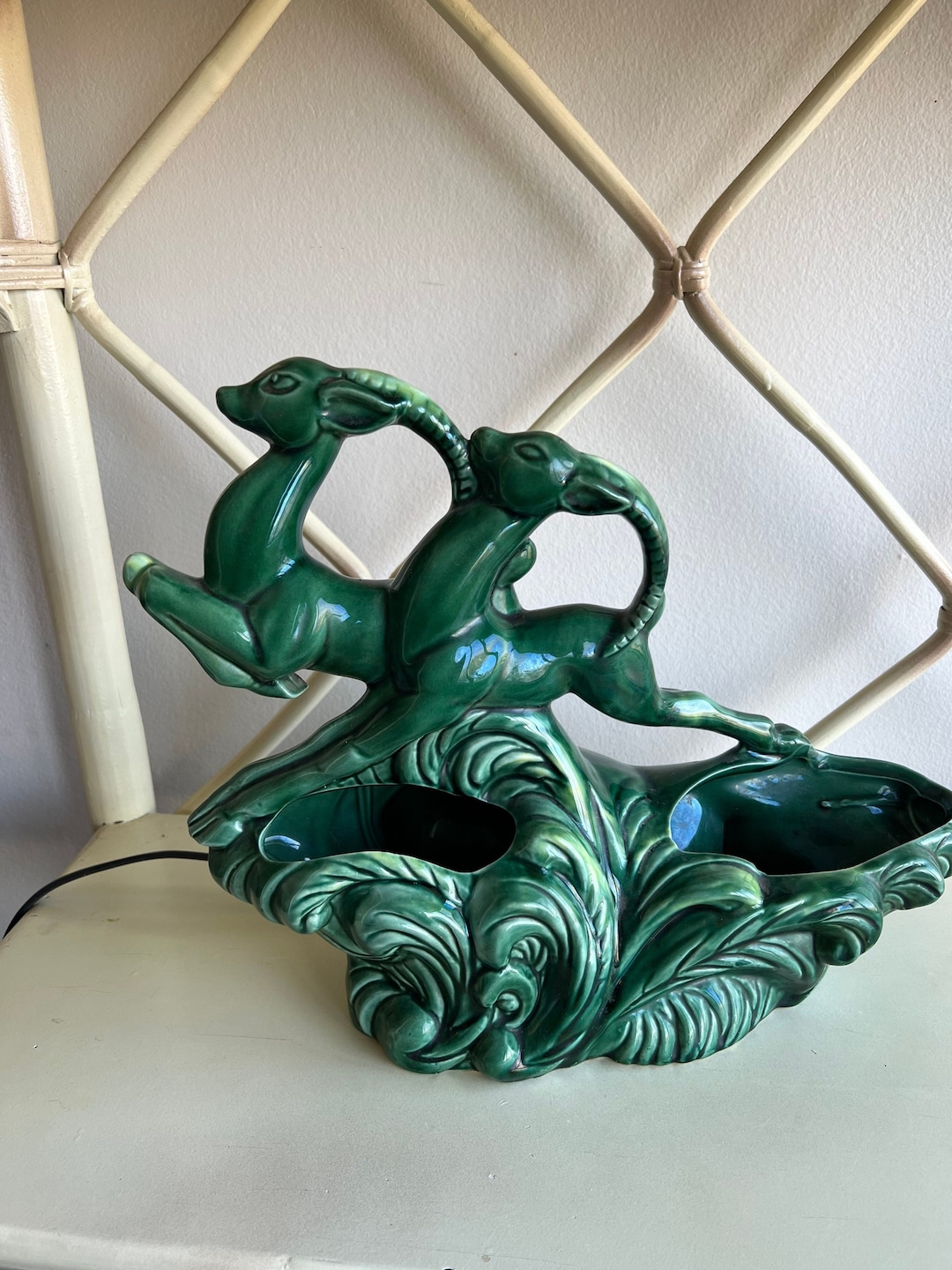 Vintage TV Lamp. Vintage Double Leaping Gazelle Table Lamp. Vintage