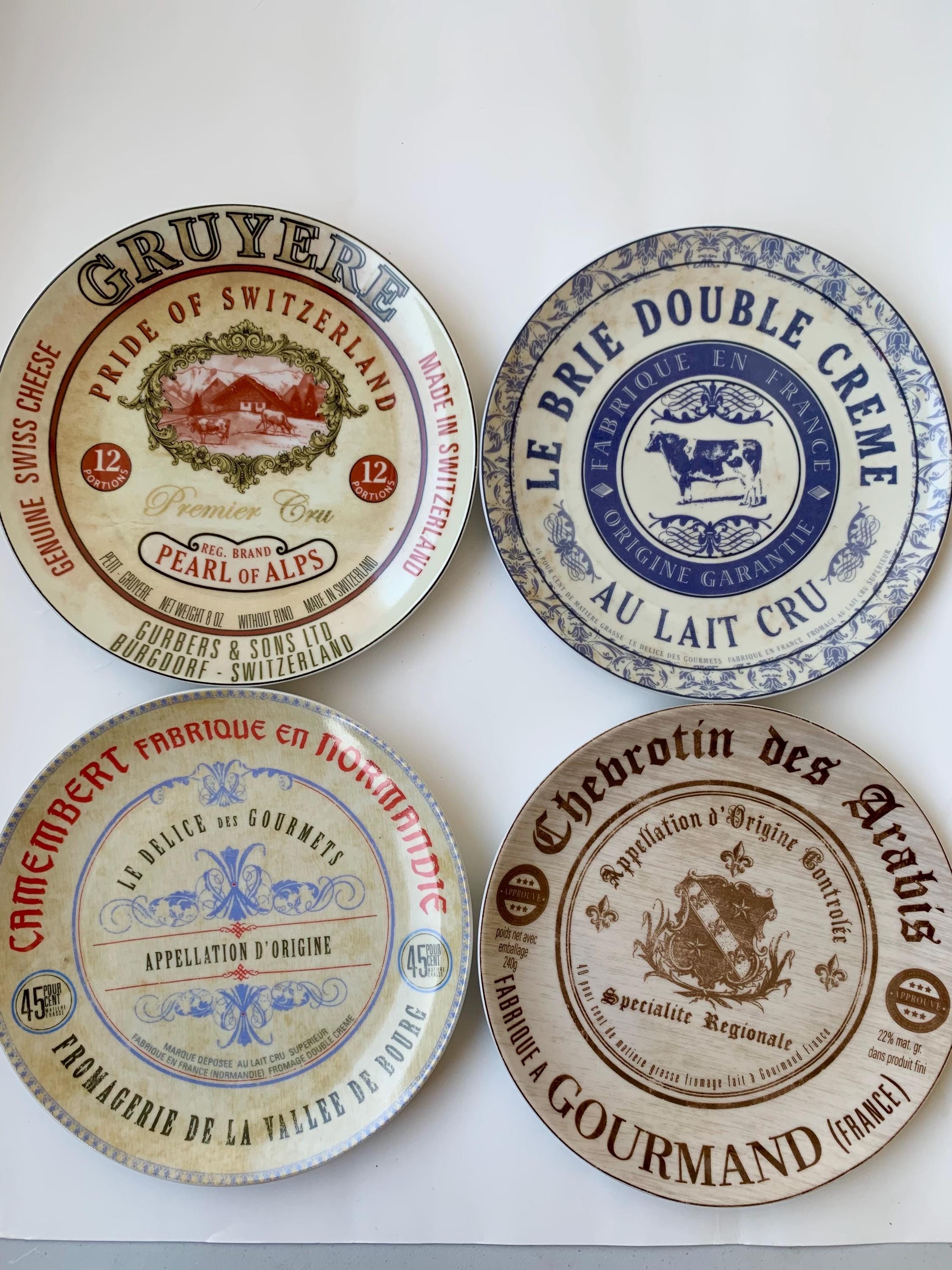 Set of 4pcs Camembert Cheese Fromage Gourmet Cheese Plates. microwaveable dishwasher safe.