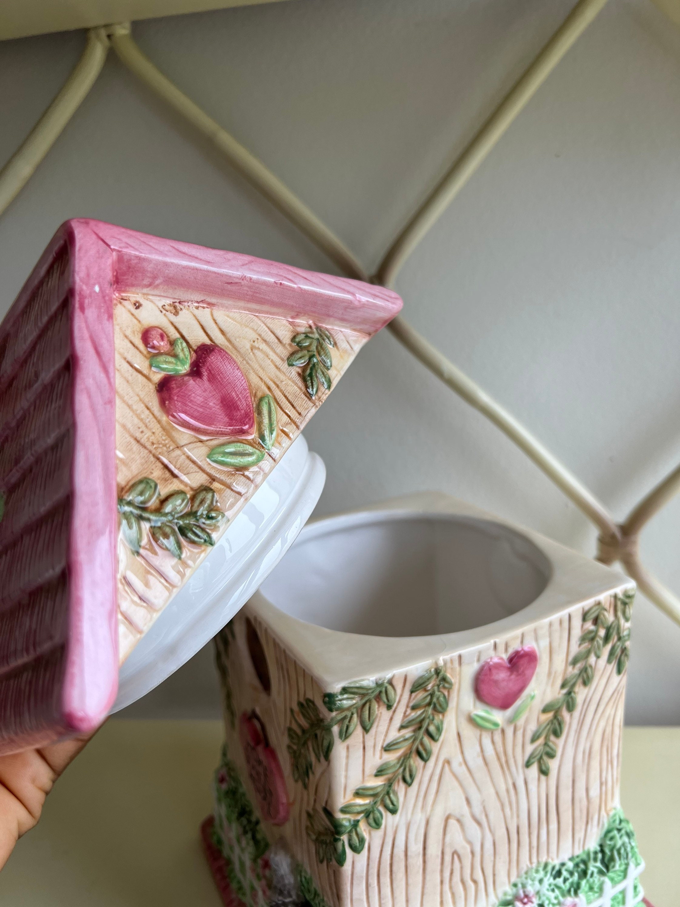 Vintage Ceramic Cookie Jar Bird House Cookie Jar Large Etsy