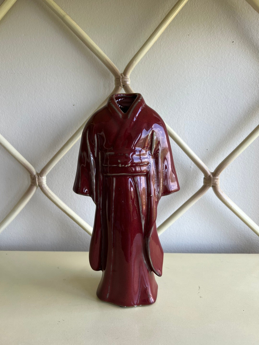 Vintage Kimono Vase Black Art Deco Vase Brown Vase Ceramic Etsy