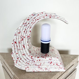 Art deco wave lamp. Post-modern lamp. vintage wave lamp. bedroom lighting. birthday gift for spouse. 80s ceramic lamp