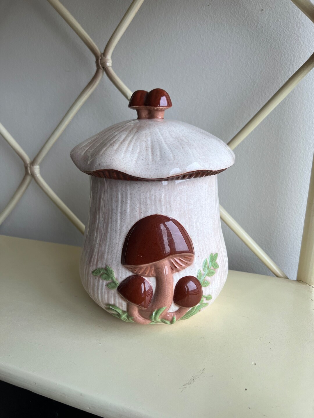 Vintage Ceramic Mushroom Cookie Jar Arnels Cookie Jar Large Etsy