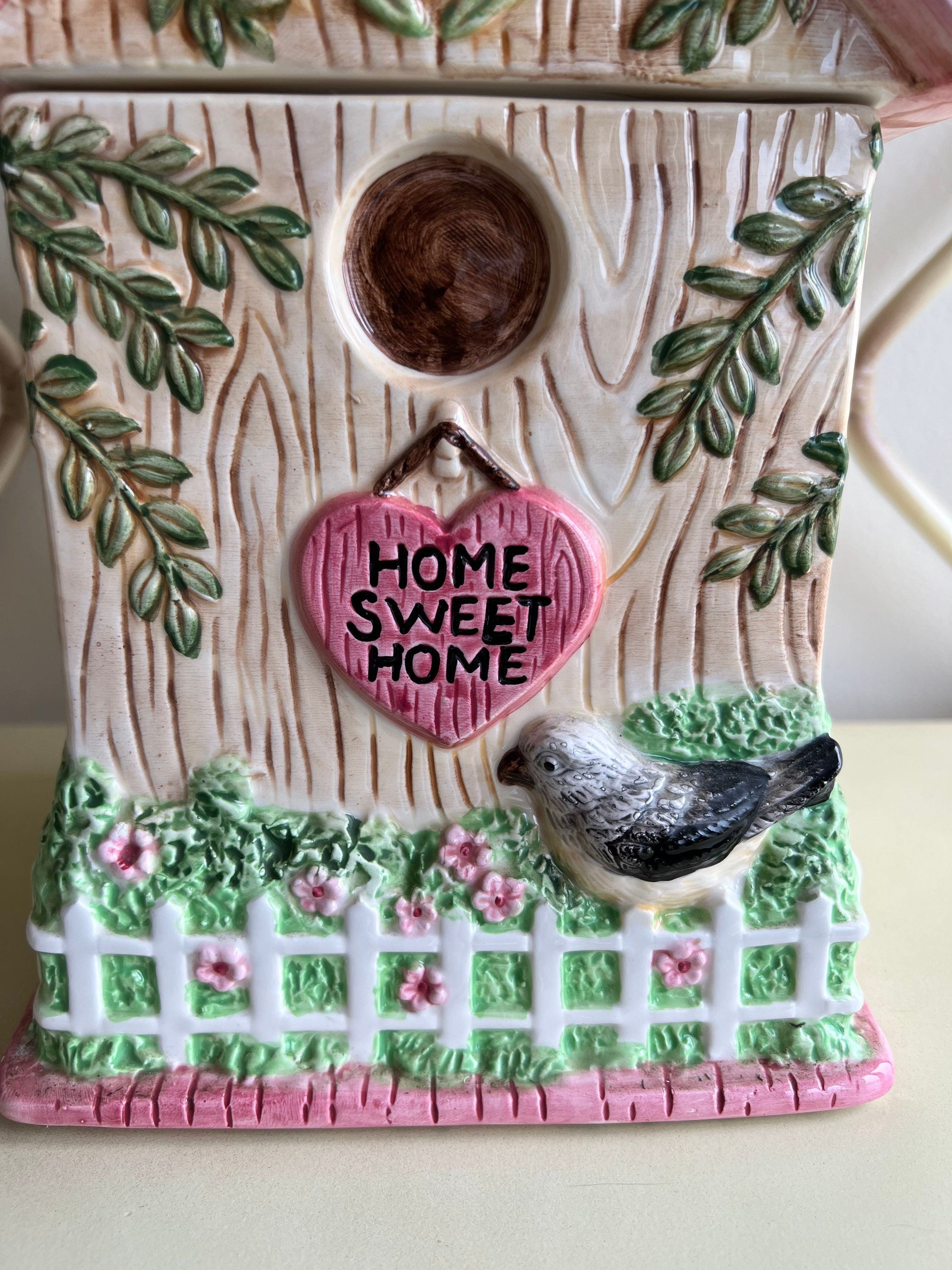 Vintage Ceramic Cookie Jar Bird House Cookie Jar Large Etsy