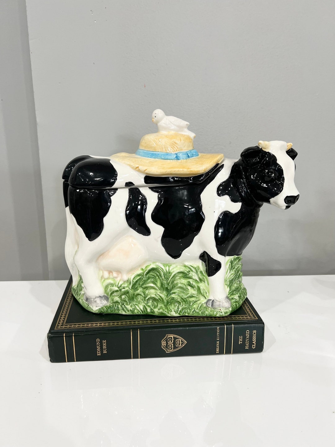 Vintage Cow Ceramic Cookie Jar. Cow Cookie Jar. Container Pantry ...