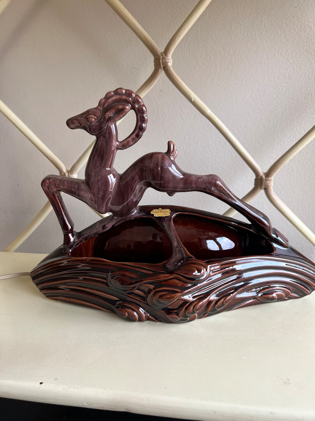 Vintage Royal Haeger TV Lamp, Vintage Gazelle Table Lamp, Vintage