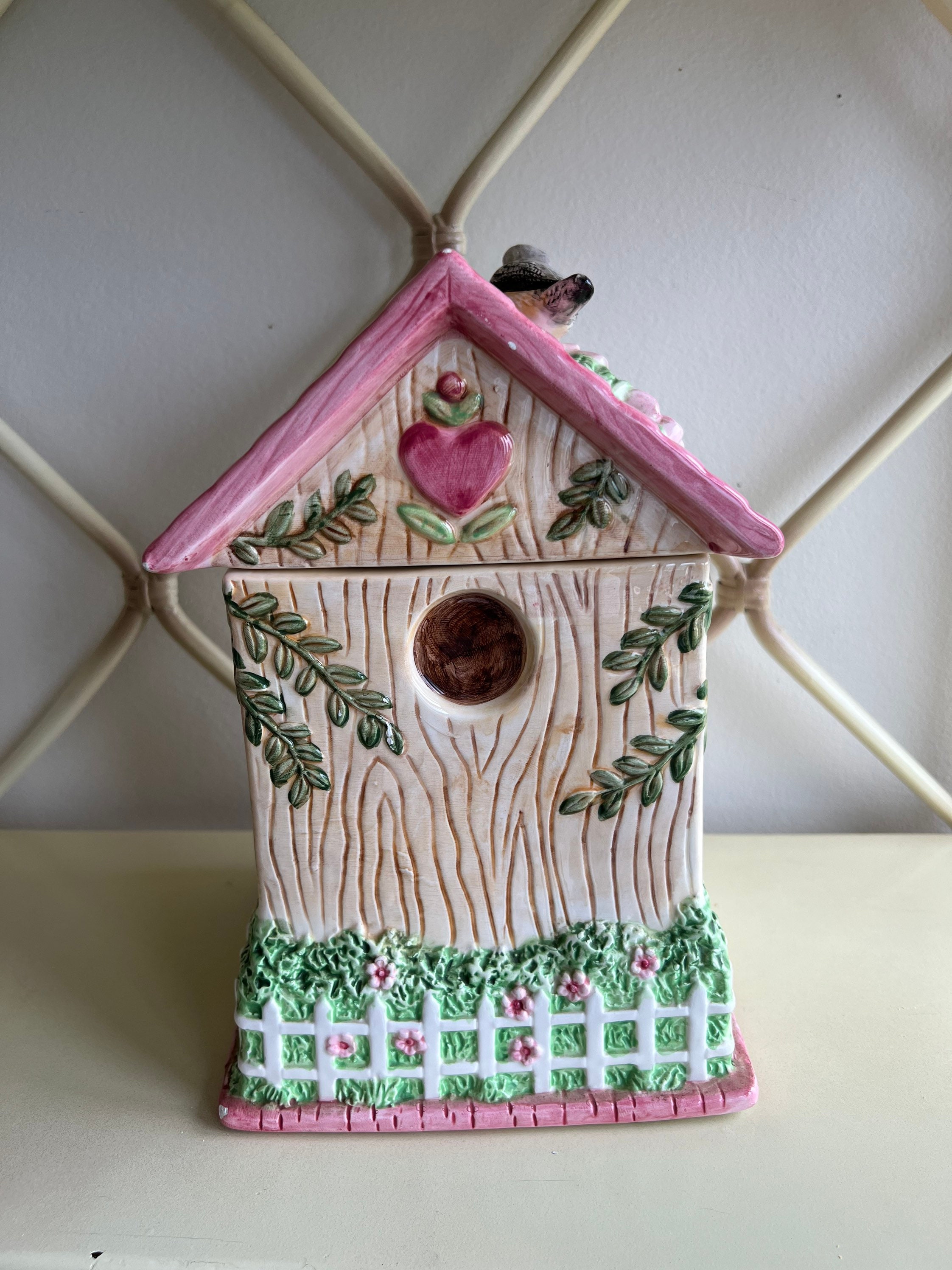 Vintage Ceramic Cookie Jar Bird House Cookie Jar Large Etsy