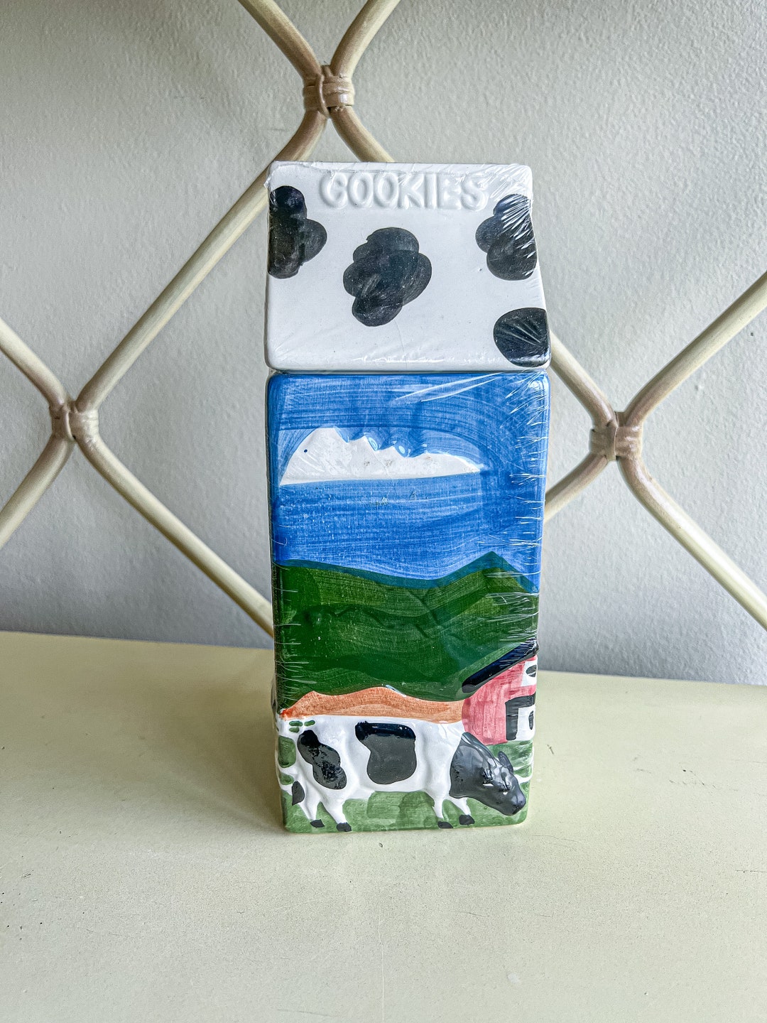 vintage-cow-print-cookie-jar-large-cookie-jar-container-etsy