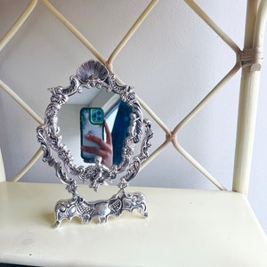 Vintage Angel Cherub Vanity Mirror: Hollywood Regency Glam Decor