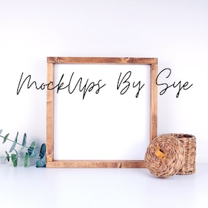12x12 Wood Frame MockUp | Styled Wood Sign Mock Up Photography Mockups