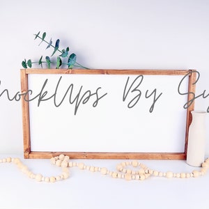 Wood Sign Digital Photo Mockup | Farmhouse Mockups Wood Frame Mock Up Product Photography