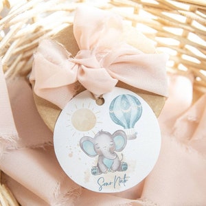 Set 20 Tag tonde Nascita /Battesimo con con delicati disegni acquarellati bimbo