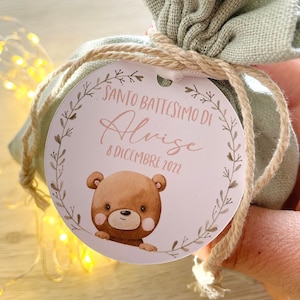 Set 20 Tag Battesimo/Nascita con delicati disegni per Bimbo/Bimba