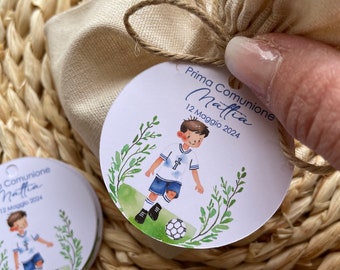 Set Tag Comunione Bambino tema Calcio