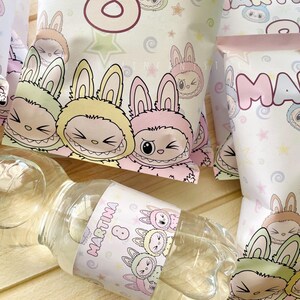 Modello bottiglina acqua LABUBU template editabile CANVA Bottigline PERSONALIZZATE