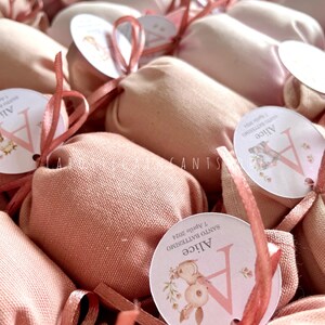 Bomboniera completa Caramella Artigianale Rosa con Tag Personalizzato