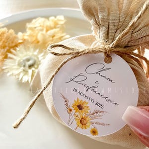 Set 20 Tag Matrimonio, con GIRASOLI e SPIGHE,Personalizzate