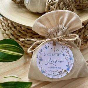 Set di 20 Tag tonda Nascita/battesimo con delicati disegni acquarellati bimba