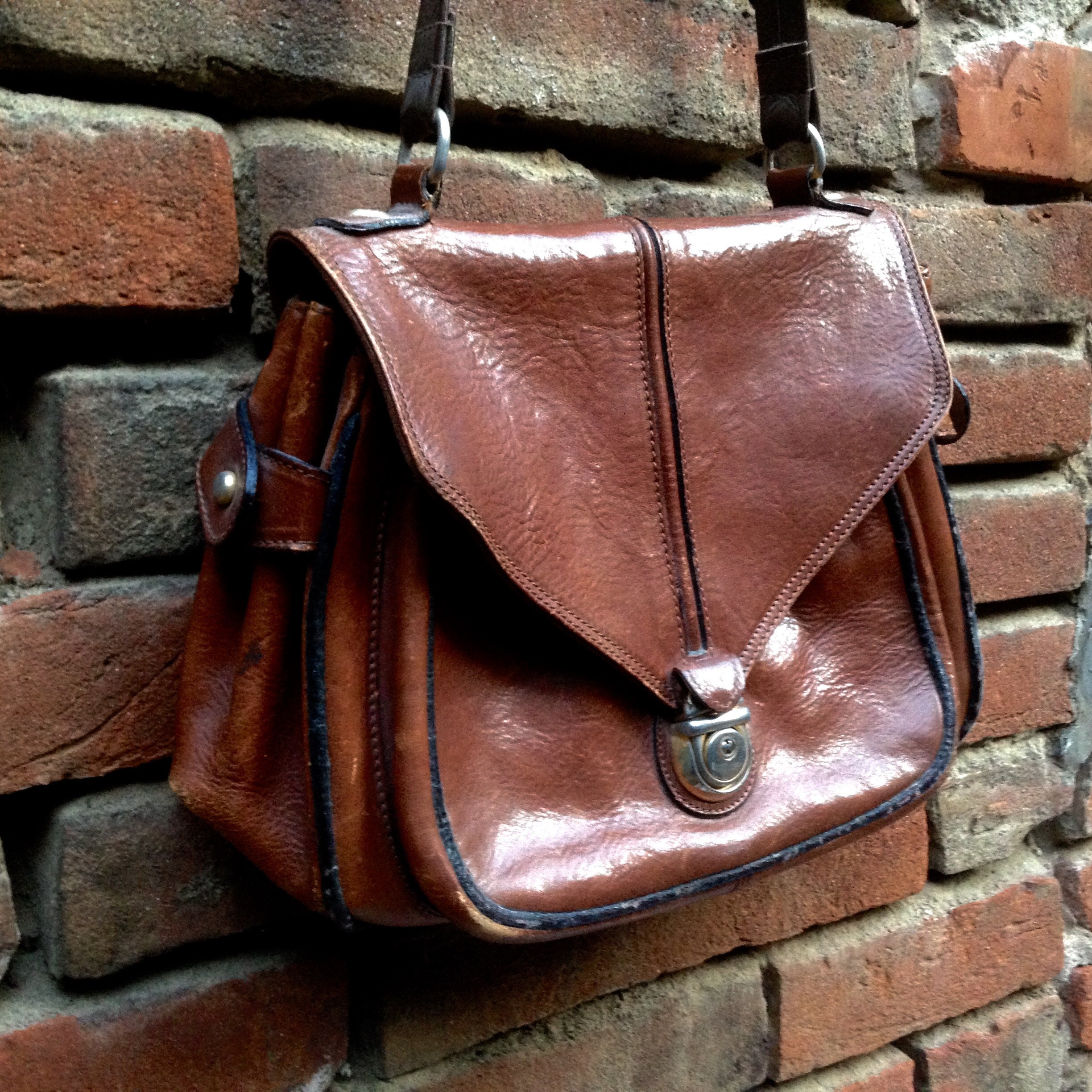 Vintage dark brown leather purse Etsy