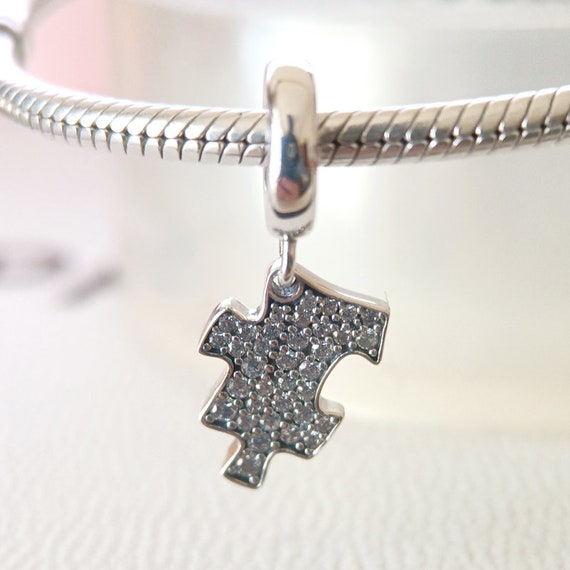 Sparkling Puzzle Piece Dangle Charm for Pandora Bracelet gift for Her fashion Jewelry for Women 925 Silver Handmade Charm European Bead Etsy