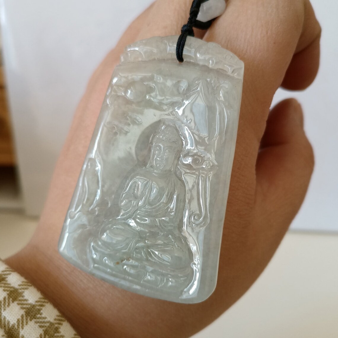 Natural Jade Pendant for Men / Manual Carving Shallow Green Etsy