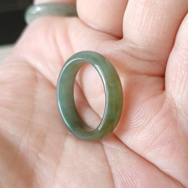 Anillo de jade de 8,5 mm para mujer, anillo de jade verde y amarillo, anillo de jadeíta de grado A natural de Birmania sin tratar, anillo de gema de jade