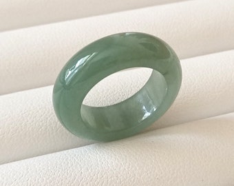 4 1/4US Jadeite Jade Ring Dark Green Jadeite Bands Ring Burma Natural Grade A untreated jadeite Jewelry Tail Rings Gift for her