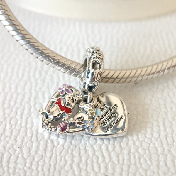 Winnie the Pooh Piglet Double Hanging Dangle Charm for European Charm Bracelet/Necklace Pendant/Gift for Her/Fashion Jewelry Gift 925 Silver