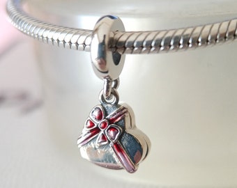 Pendentif coeur en chocolat avec breloque pour bracelet Pandora/cadeau pour elle/bijoux faits main pour femme en argent 925 avec breloque européenne