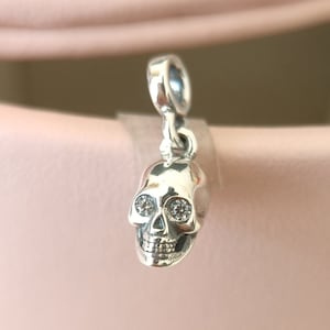 ME Skull Mini Dangle Charm Fits ME & Essence Bracelet Gift for Her Fashion Jewelry Girl Gift 925 Silver Small Hole (2.5mm)