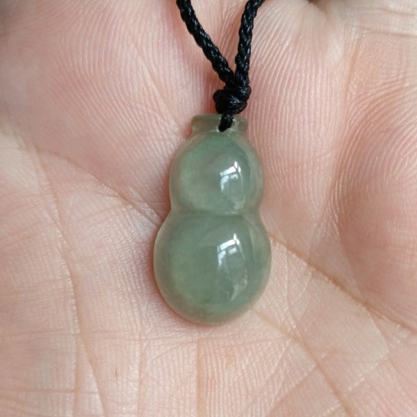 Jadeite Jade Pendant / Ice Translucent Blue Green Gourd Jadeite Pendant /Burma Natural Grade A untreated Jade Pendant for Boy girl