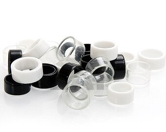40 rings blanks made of plastic, type "Basic" - for jewelry design, in different sizes - color choice transparent, white or black