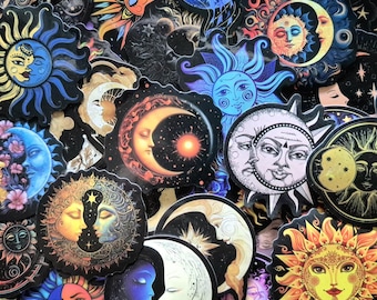 Sun and Moon Witch Moon Gothic Cartoon Stickers 25 Pcs Mystical Art Decals