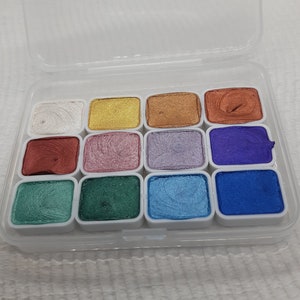 Solid Watercolor Metallic/Pearlescent, Set of 12 or 18 colours, 1ml grid