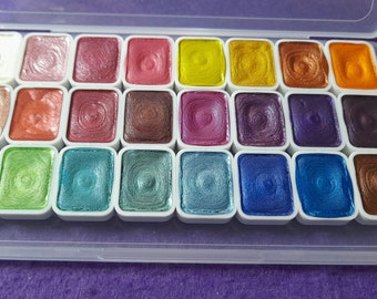 Metallic Aquarellfarbe: 24 Perlmutt-Farben, Nail Art, Kalligraphie