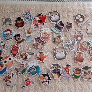 Bonitas pegatinas de búho, 40 unidades, para manualidades, para móvil o PC, autoadhesivas, para álbumes de recortes, para coches, papelería infantil
