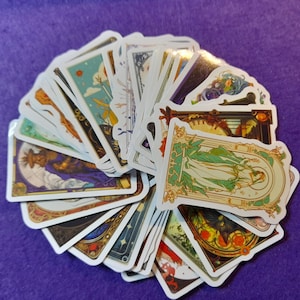 Fantasy tarotstickers 25/50st Glanzende afwerking. Origineel tarotdeck. Voor auto's, motorfietsen, waterbekers, meubels, bagage, skateboards, computers,