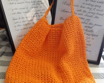 wooden button and reinforced bottom AKA colors Pinkgreen Medium Crochet bagtotebeach tote with wooden handles