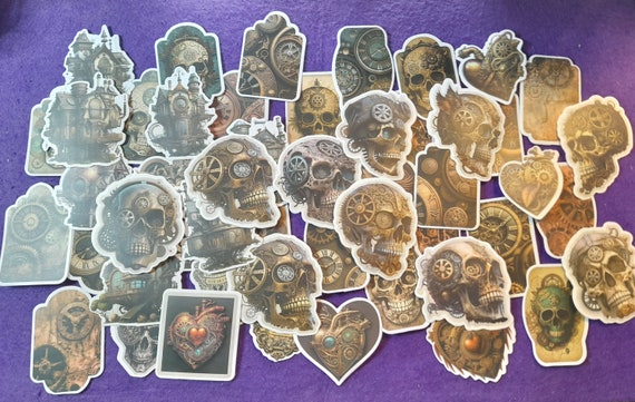 Steampunk Style Stickers, 50pcs, Diy Laptop Stickers for Water Bottles Waterproof Bullet Journal Arts Crafts
