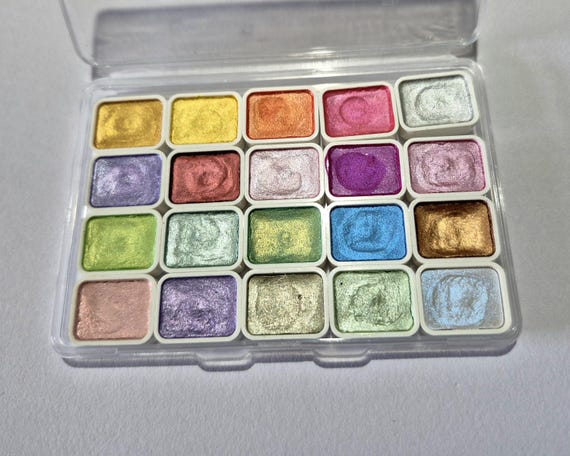 20 Color Pearlescent Watercolor Paint Set: Metallic Glitter Art Supplies, Macaroon collection