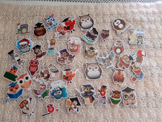 Cute owl stickers 40pcs DIY Decal Mobile/PC Art Self Adhesive Scrapbooking Stickers Car Sticker child stationery