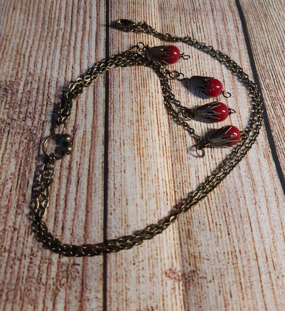 Necklace with Key Pendant, Art Deco Style, Bronze alloy metal, 60cm long chain, 2 styles to choose from