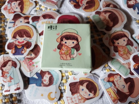 Girls Stickers, Girl's chores, Girl's faces, Emoticons Stickers, 22/45 pieces, Mini adhesive, Scrapbooking, Diary, Planner, Album, Label,