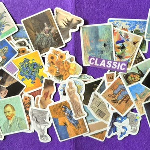 Klistermärken med kända konstnärer: Scrapbooking av konsthistoria, 25/50 delar unika vattentäta bitar