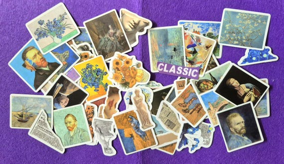 Famous Artists Stickers: Art History Scrapbooking, 25/50 pieces Unique Waterproof Pieces
