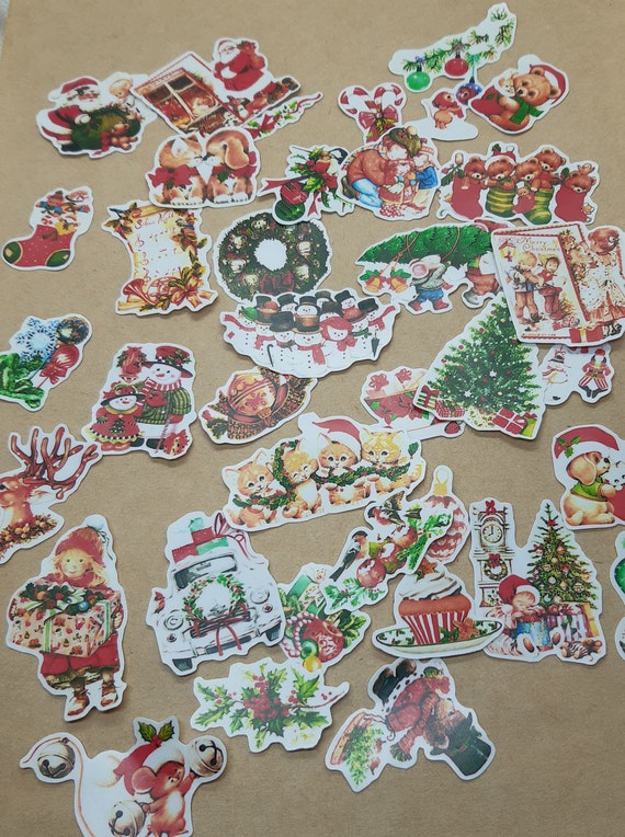 Christmas Stickers - Christmas decorations - Christmas Gift - Christmas embellishment - Vintage Christmas Sticker -  35 pc - Christmas Label