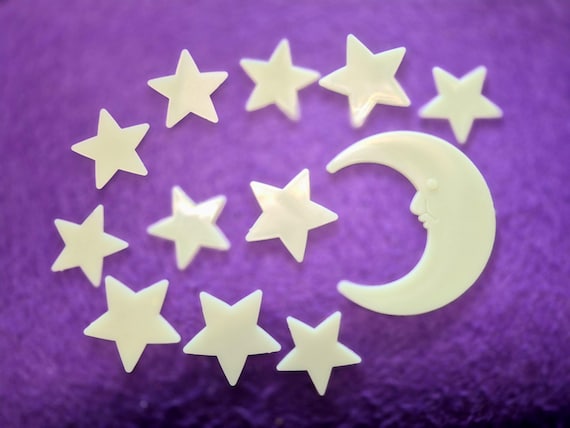 Glow in the Dark Stars, Moon Stickers: 3D Fluorescent Wall Decor, Moon, Stars Wall Stickers