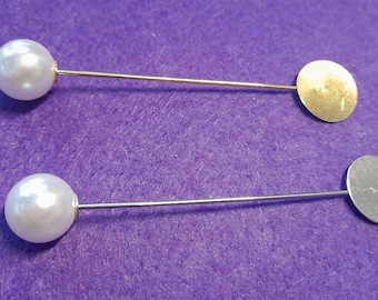 Gold  Pearl Alloy Long Brooch Pin Base Blank Tray Bezels Brooches For DIY Lapel Dress Jewelry Making Accessories