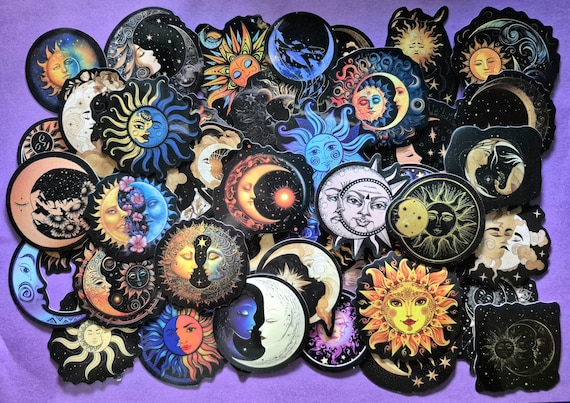 Sun and Moon Witch Moon Gothic Cartoon Stickers 25 Pcs Mystical Art Decals