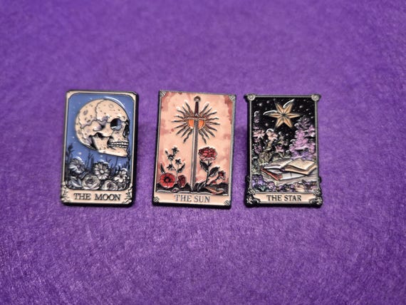 Tarot Card Enamel Pin, Sun, Moon, and Stars Brooches, Clothes Badge, Bag Magic Lapel