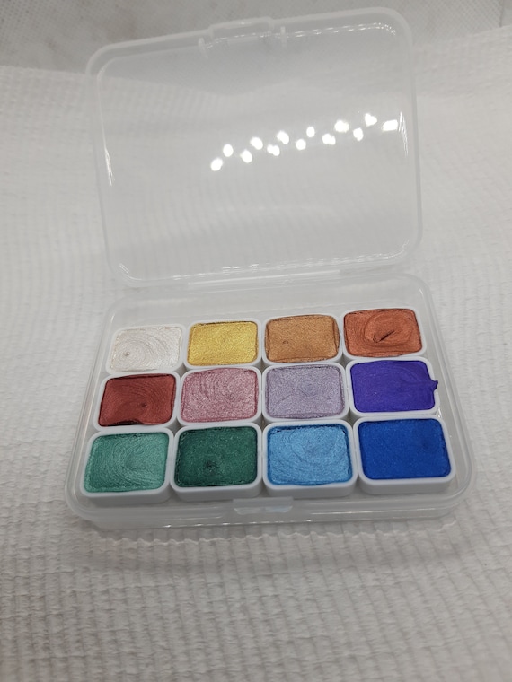Solid Watercolor Metallic/Pearlescent, Set of 12 or 18 colours, 1ml grid